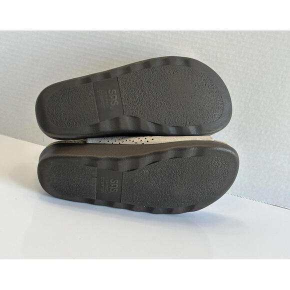 SAS Relaxed Heel Straps Sandal Women's 8 Wide Web Linen Leather Tripad Comfort - Picture 9 of 16